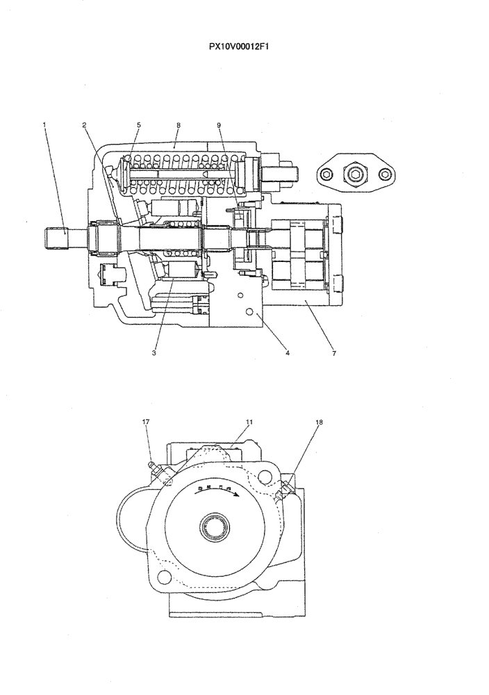 Схема запчастей Case CX36B - (07-033) - PUMP ASSY, P/N PX10V00012F1 ELECTRICAL AND HYDRAULIC COMPONENTS