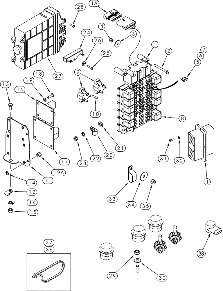 Схема запчастей Case 621C - (04-034) - HARNESS - CANOPY, MAIN, POWER DISTRIBUTION CENTER, NORTH AMERICA ONLY (04) - ELECTRICAL SYSTEMS