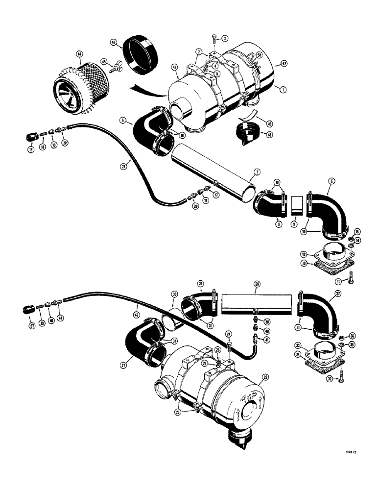 Схема запчастей Case 400C - (072) - AIR CLEANER AND RELATED PARTS, SYNCHROMESH TRANSMISSION MODELS (02) - ENGINE