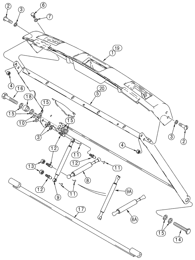 Схема запчастей Case 75XT - (09-23) - HOOD - WITHOUT SOUNDPROOFING (NORTH AMERICA) (09) - CHASSIS