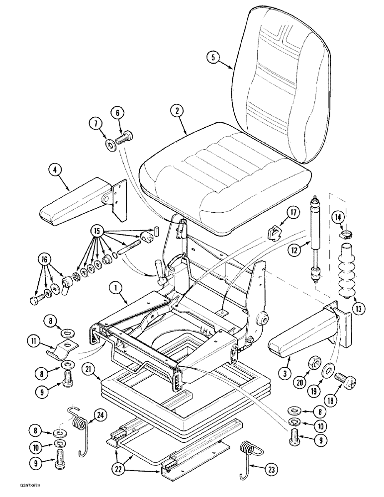 Схема запчастей Case 170C - (9-029A) - SEAT (09) - CHASSIS