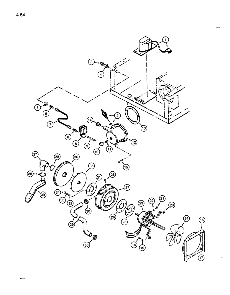 Схема запчастей Case 1085B - (4-054) - LIQUID PROPANE FIRED HEATER, IGNITION, BURNER, AND FAN (04) - ELECTRICAL SYSTEMS