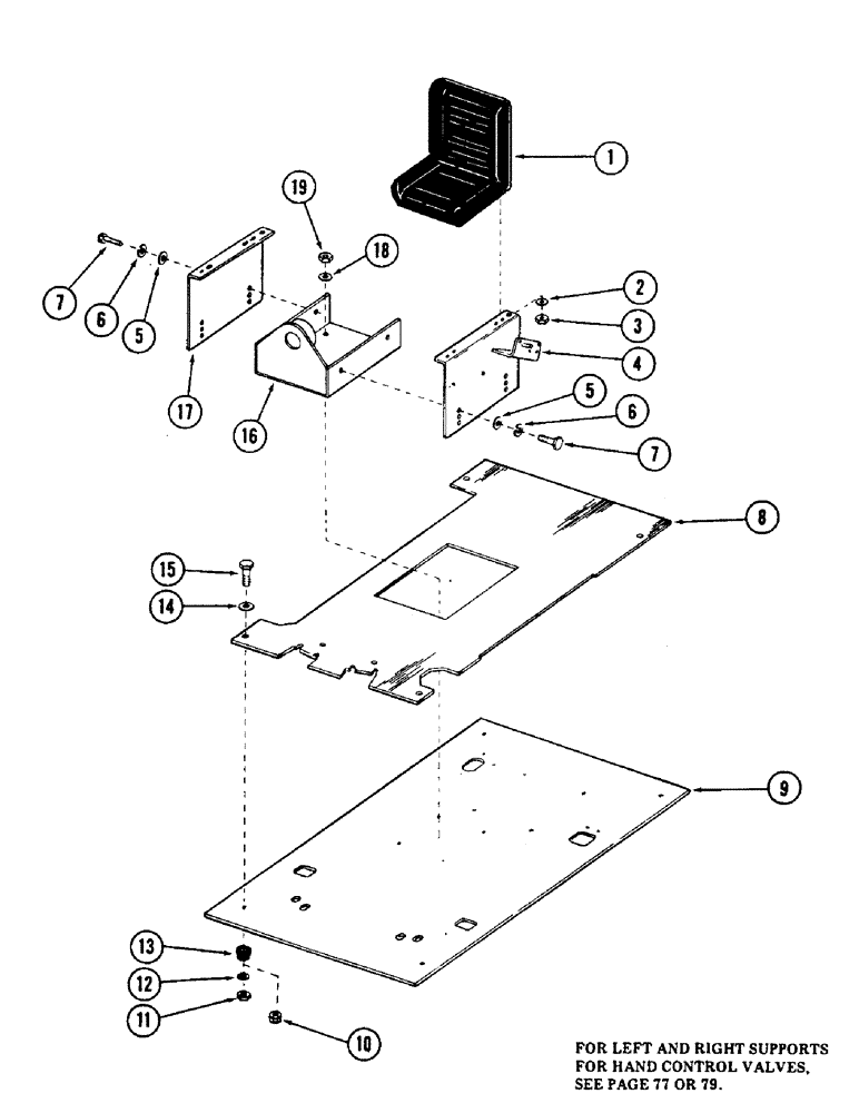 Схема запчастей Case 50 - (070) - TURNTABLE ATTACHING PARTS INSIDE OF OPERATORS CAB, (USED ON UNITS W/ SN. 6279926 - 6280258) (39) - FRAMES AND BALLASTING