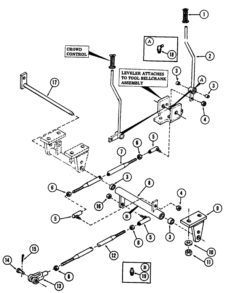 Схема запчастей Case 880B - (162) - LEVELER CONTROL AND LINKAGE (04) - UNDERCARRIAGE