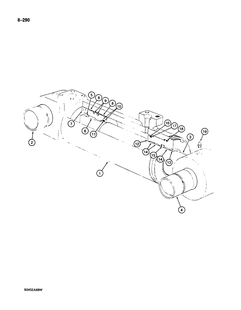 Схема запчастей Case 125B - (8-290) - BOOM CYLINDER - P6946790, IF USED, CYLINDERS WITH LETTER "J" AND AFTER IDENTIFICATION (08) - HYDRAULICS