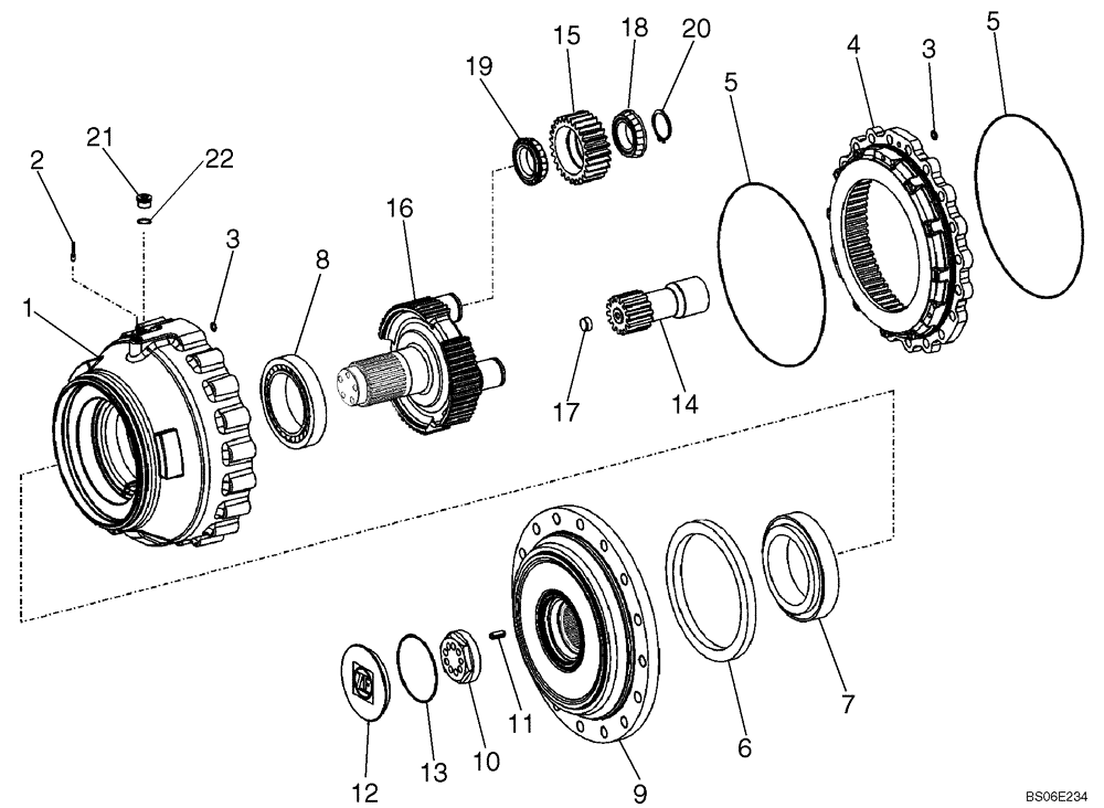 Схема запчастей Case 821E - (06-51) - AXLE, REAR - HUB, PLANETARY - PRIOR TO P.I.N. N8F203870 (06) - POWER TRAIN