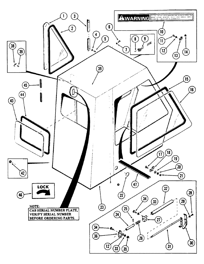 Схема запчастей Case 50 - (091A) - CAB AND ATTACHING PARTS, (USED ON UNITS W/ CAB SN. A306826 AND AFTER) (90) - PLATFORM, CAB, BODYWORK AND DECALS