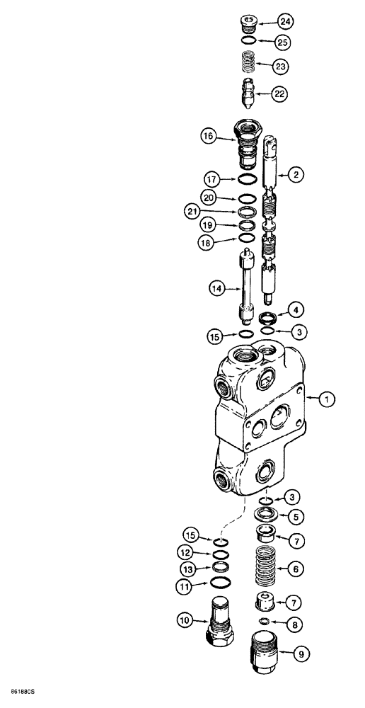 Схема запчастей Case 580SL - (8-102) - BACKHOE CONTROL VALVE, LEFT AND RIGHT HAND STABILIZER SECTIONS (08) - HYDRAULICS