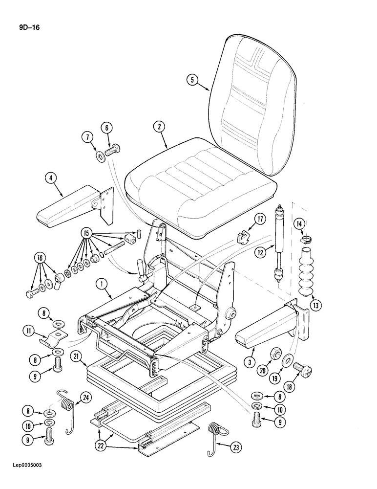 Схема запчастей Case 688 - (9D-16) - SEAT, P.I.N. FROM 11700 AND AFTER (09) - CHASSIS