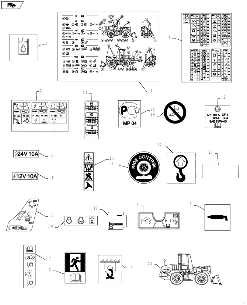 Схема запчастей Case 821F - (90.108.09[02]) - DECALS - COMMON TO MODEL (90) - PLATFORM, CAB, BODYWORK AND DECALS