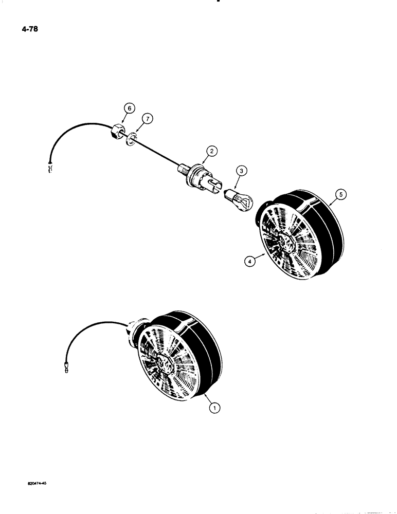 Схема запчастей Case W20C - (4-078) - STOP AND TAIL LAMP, USED ON W18B AND BEFORE W20C P.I.N. 9155766 (04) - ELECTRICAL SYSTEMS