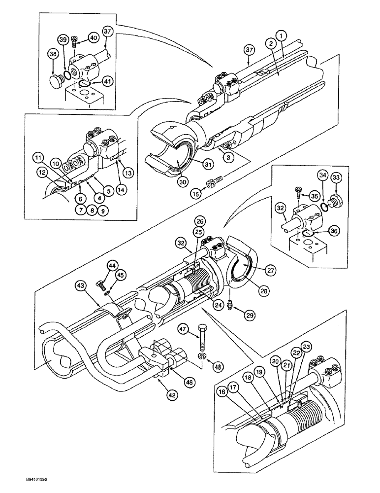 Схема запчастей Case 9030B - (8-164) - BOOM CYLINDERS, MODELS WITHOUT LOAD HOLD OPTION (08) - HYDRAULICS