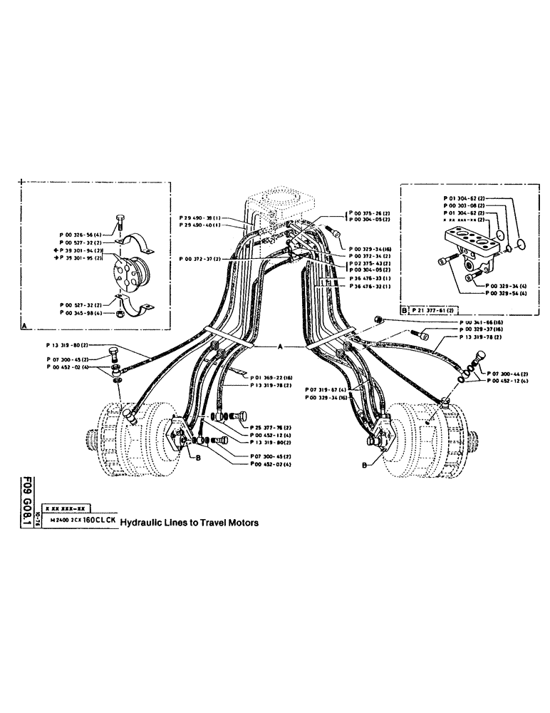 Схема запчастей Case 160CL - (37) - HYDRAULIC LINES TO TRAVEL MOTORS (07) - HYDRAULIC SYSTEM