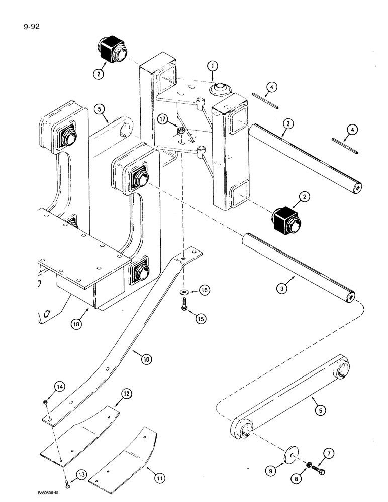 Схема запчастей Case 360 - (9-092) - PLOW PIVOT FRAME AND LINKS (09) - CHASSIS/ATTACHMENTS