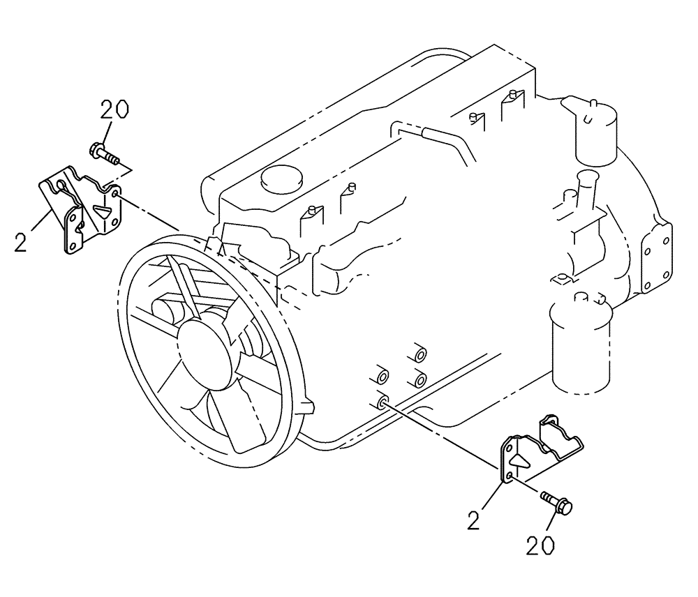 Схема запчастей Case CX350C - (02-014[00]) - ENGINE MOUNTING (02) - ENGINE