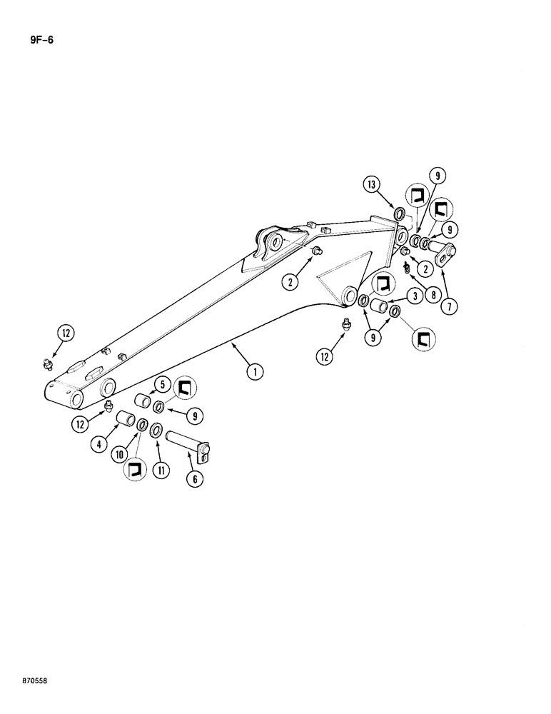 Схема запчастей Case 688 - (9F-06) - ARM AND MOUNTING PINS, WITH 8 FOOT 8-3/8 INCH ARM (09) - CHASSIS