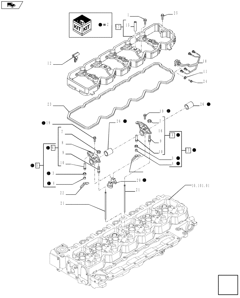 Схема запчастей Case 821F - (10.106.02) - ROCKER SHAFT (10) - ENGINE