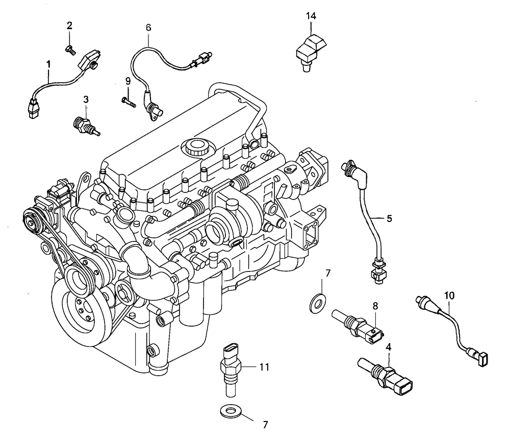 Схема запчастей Case 340 - (01A08010158[001]) - ENGINE - ELECTRONIC INJECTION (10) - ENGINE