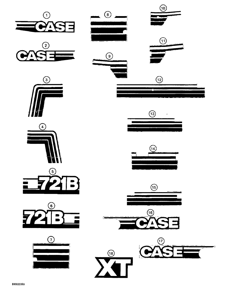 Схема запчастей Case 721B - (9-100) - DECALS - BROWN (09) - CHASSIS/ATTACHMENTS