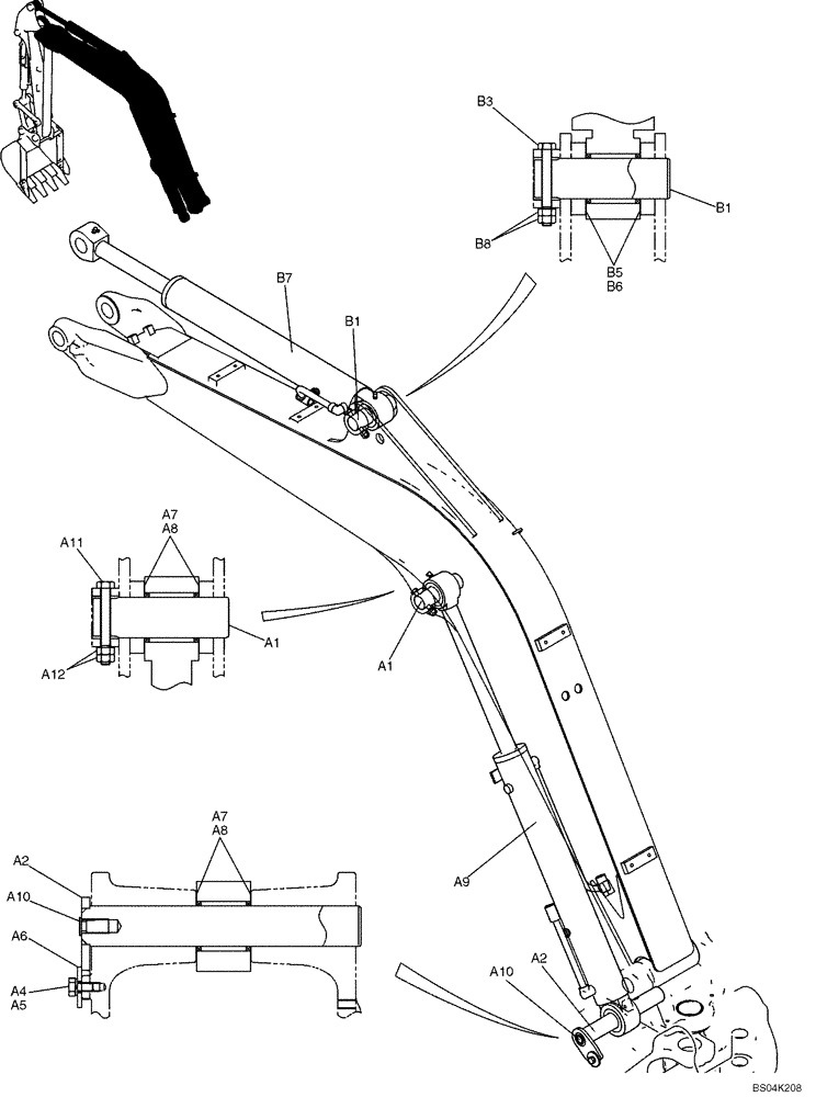 Схема запчастей Case CX36B - (552-01[1-02]) - BOOM PIPING (CAB) (35) - HYDRAULIC SYSTEMS