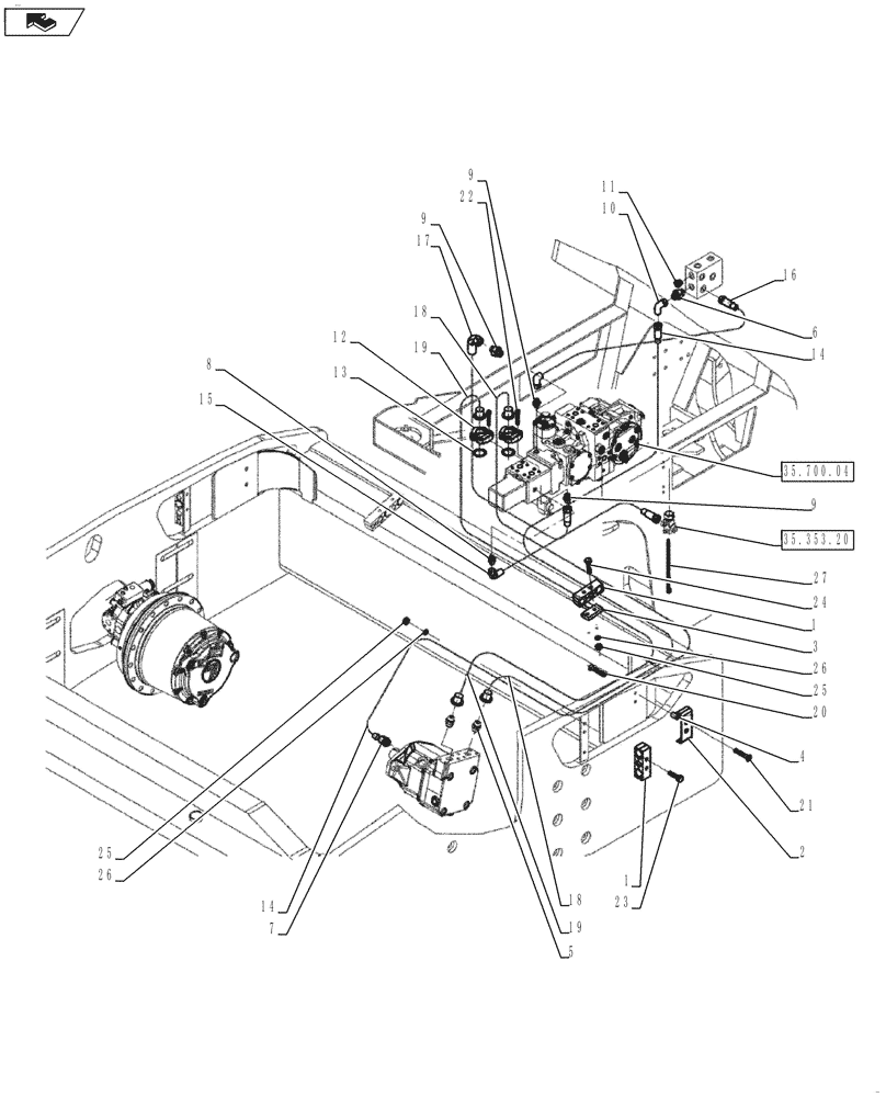 Схема запчастей Case SV212 - (35.910.06) - LINES, VIBRATORY DRUM - NARROW VERSION - ASN NDNTC3515 (35) - HYDRAULIC SYSTEMS