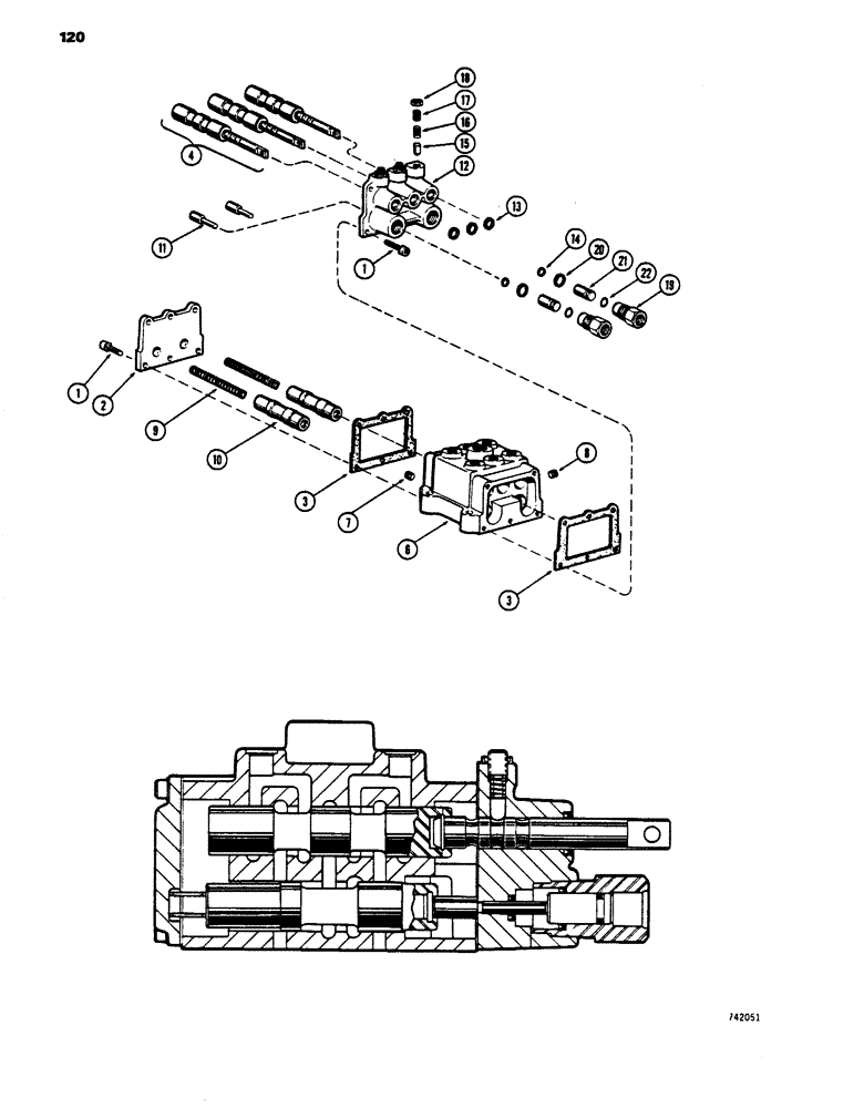 Схема запчастей Case 450 - (120) - R20724 TRANSMISSION CONTROL VALVE (03) - TRANSMISSION