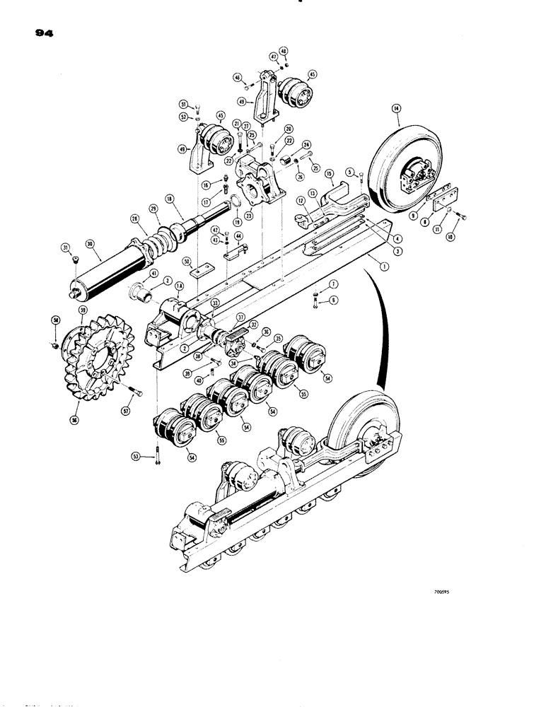 Схема запчастей Case 1150 - (094) - TRACK FRAME AND RECOIL SYSTEM (04) - UNDERCARRIAGE