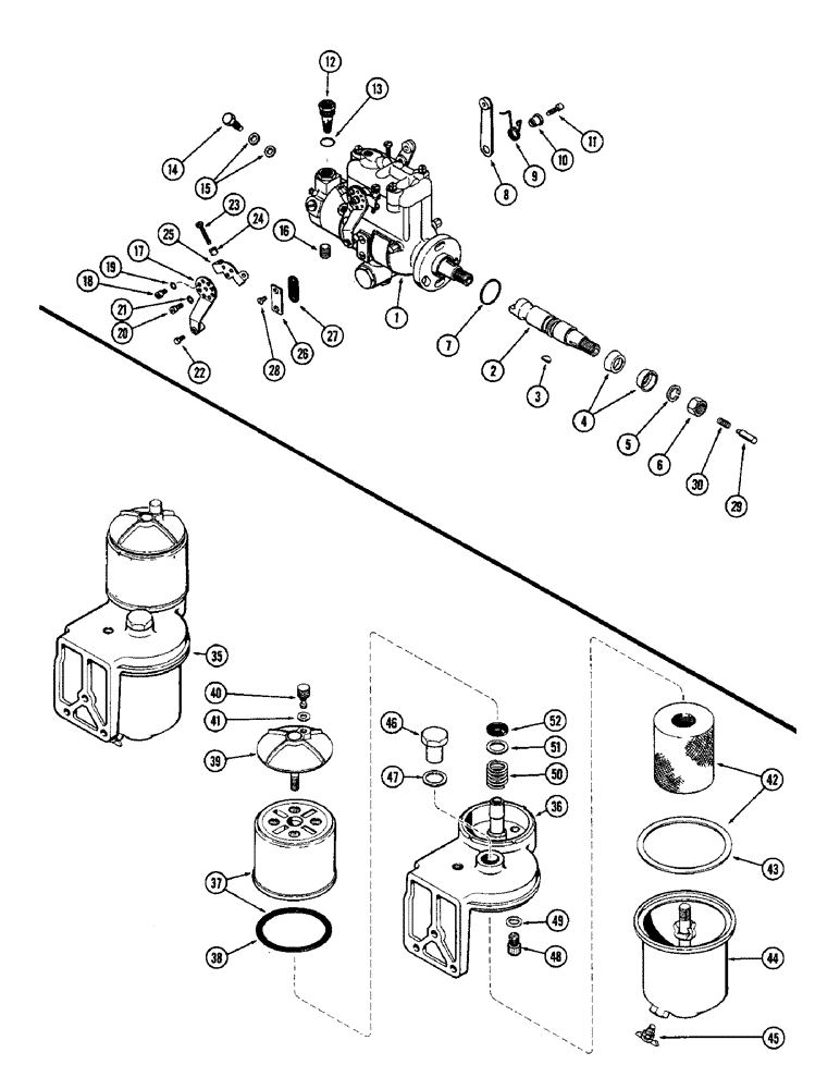 Схема запчастей Case 310G - (026) - FUEL INJECTION PUMP, (188) DIESEL ENGINE (02) - FUEL SYSTEM