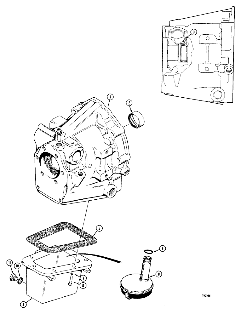 Схема запчастей Case 350 - (124) - R40667 POWER SHUTTLE TRANSMISSION, HOUSING AND OIL PAN S/N 3065738 AND AFTER (03) - TRANSMISSION