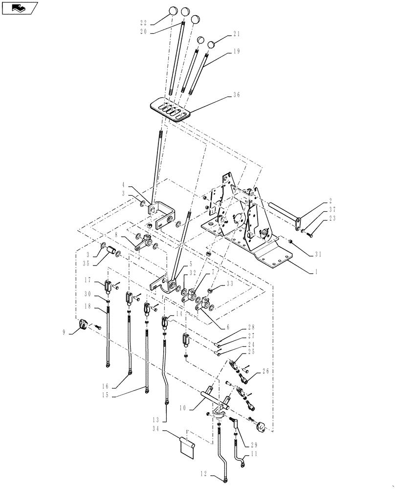 Схема запчастей Case 580SN WT - (35.726.36[01]) - CONTROL - BACKHOE, WITH FOOT SWING (WITHOUT EXTENDABLE DIPPER) (35) - HYDRAULIC SYSTEMS