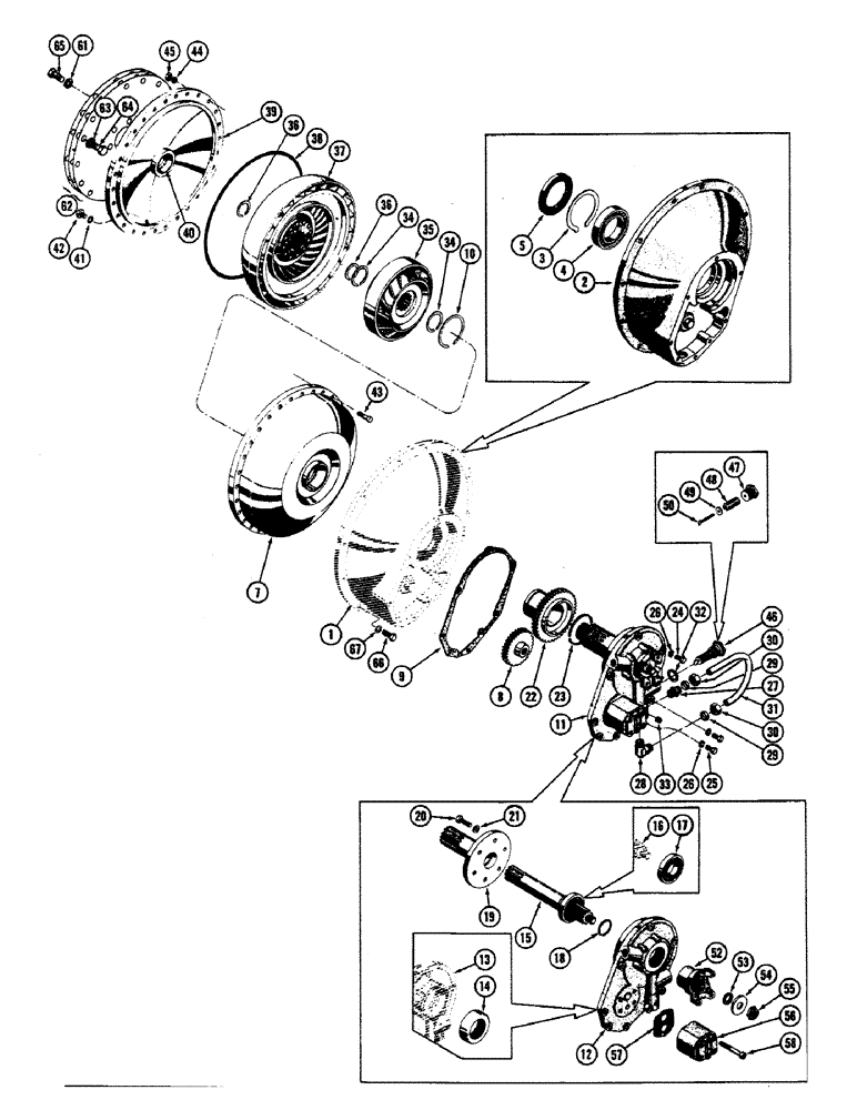 Схема запчастей Case 800 - (102) - TORQUE CONVERTER INSTALLATION, (USED FROM SERIAL #7081372) (03) - TRANSMISSION