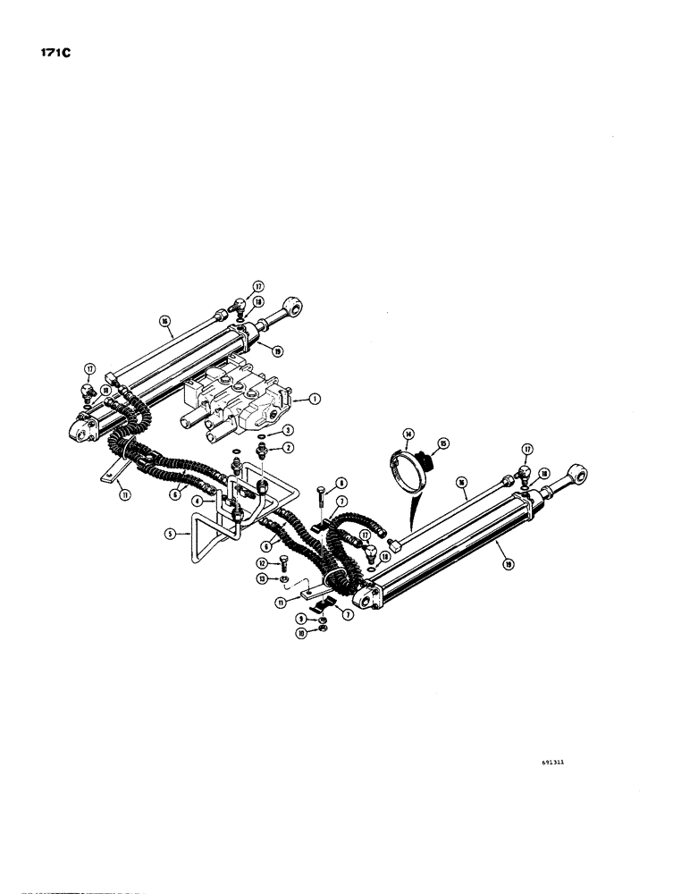 Схема запчастей Case 850 - (171C) - POWER ANGLE-TILT DOZER HYDRAULICS, (ANGLING CIRCUIT) (07) - HYDRAULIC SYSTEM