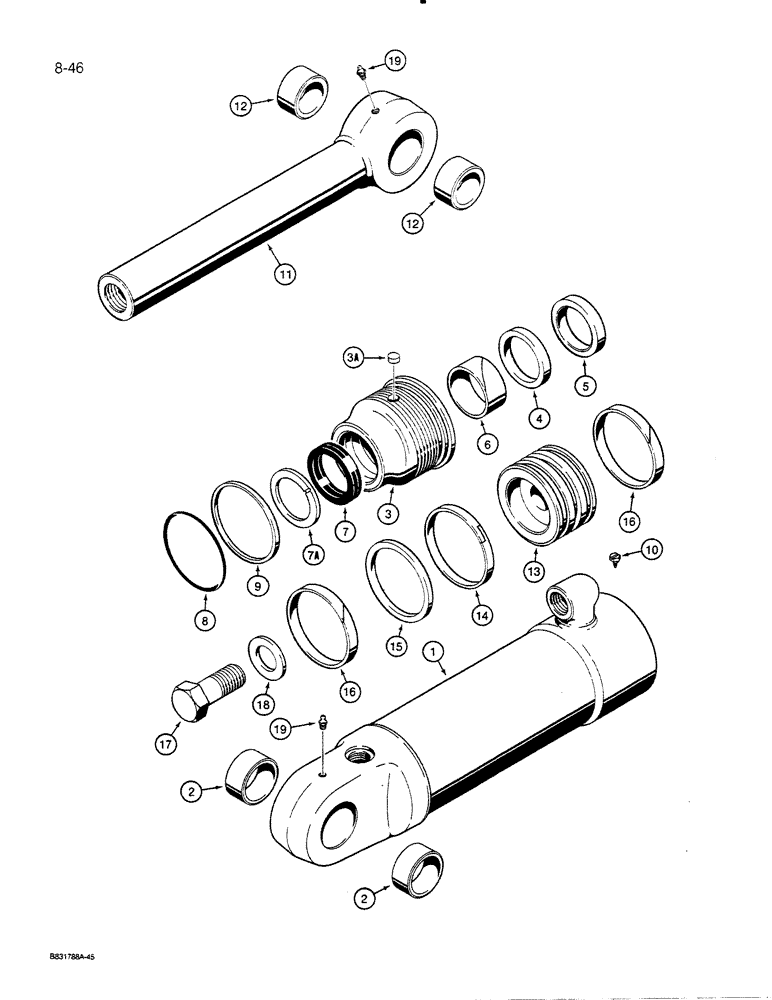 Схема запчастей Case 455C - (8-46) - DOZER TILT CYLINDER (08) - HYDRAULICS