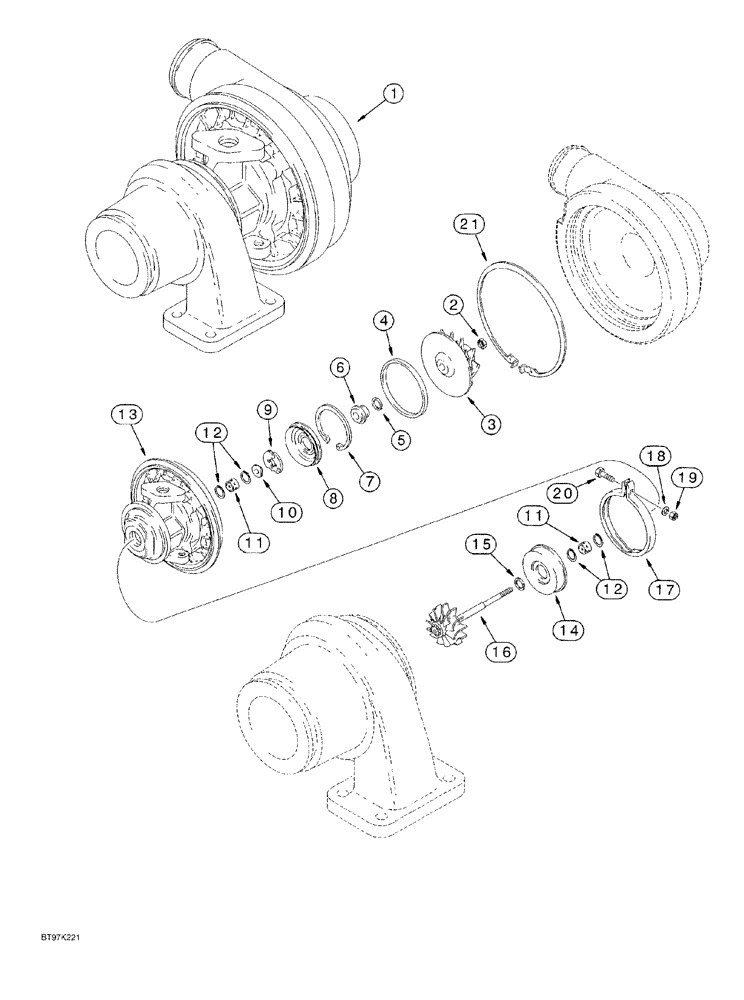 Схема запчастей Case 550G - (2-31A) - TURBOCHARGER ASSEMBLY, 4T-390 EMISSIONS CERTIFIED ENGINE CRAWLER P.I.N. JJG0255794 AND AFTER (01) - ENGINE