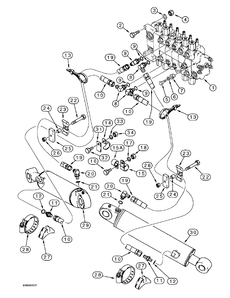 Схема запчастей Case 570LXT - (8-020) - BACKHOE STABILIZER CYLINDER HYDRAULIC CIRCUIT (08) - HYDRAULICS