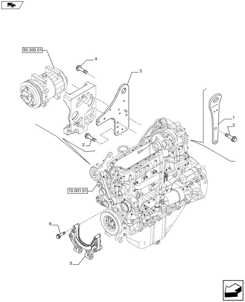 Схема запчастей Case F2CFE614A A013 - (10.012.04) - HOOKS - ENGINE (504363395 - 5801411632) (01) - ENGINE