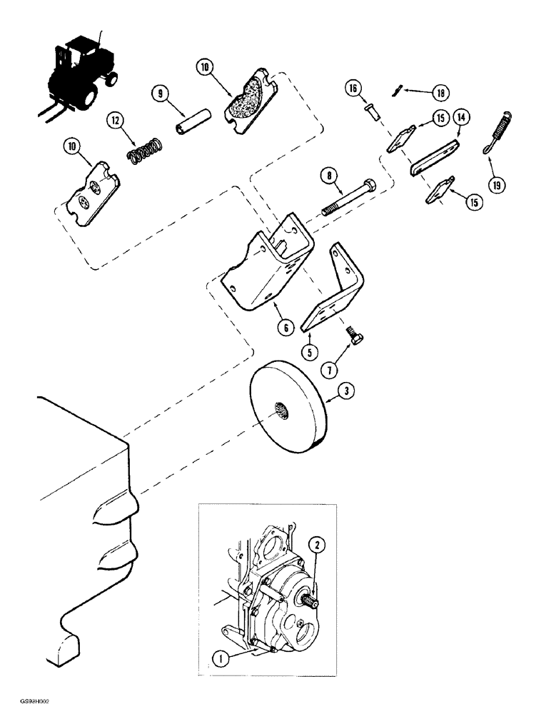 Схема запчастей Case 586E - (7-08) - TRANSAXLE PARK BRAKE, 4 WHEEL DRIVE (07) - BRAKES