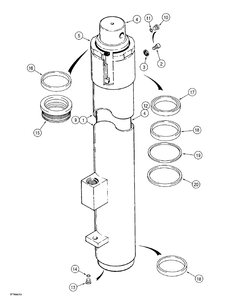 Схема запчастей Case 586E - (8-36) - MAST LIFT CYLINDER, MODELS WITH DUAL LIFT CYLINDER MAST, WITH OR WITHOUT 31 DEGREE FORWARD MAST TILT (08) - HYDRAULICS