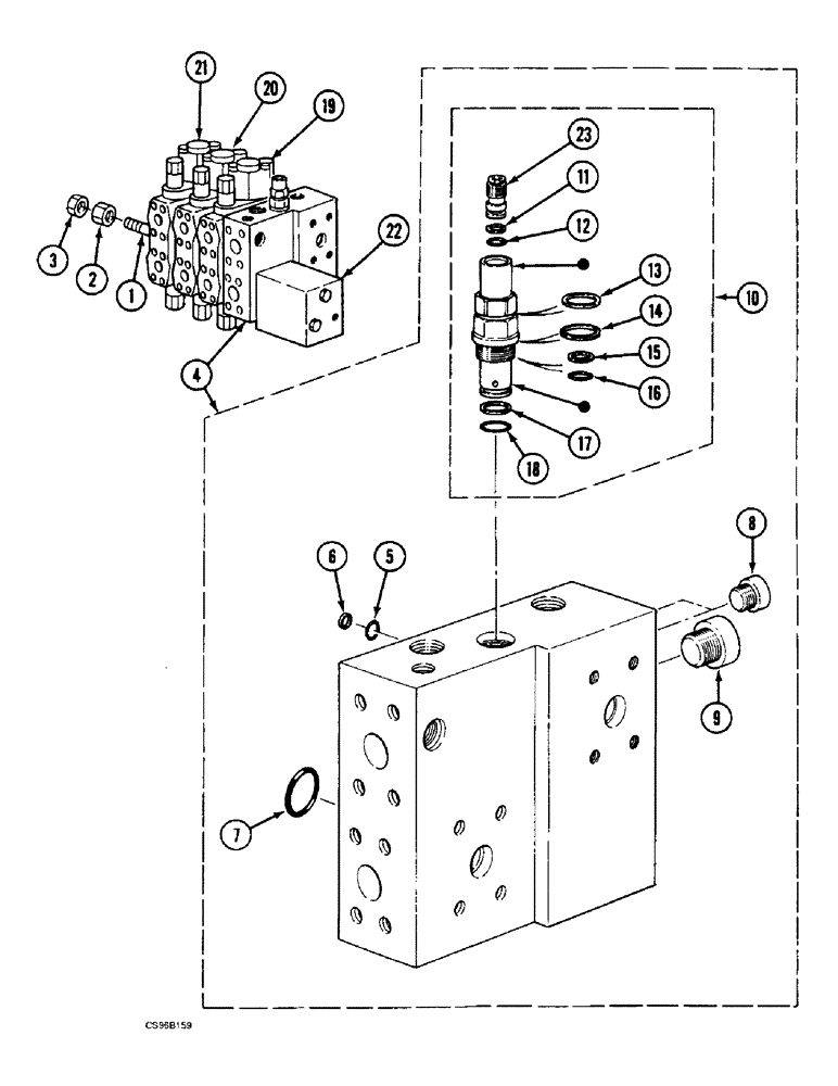 Схема запчастей Case 688BCK - (8C-14) - CONTROL VALVE - ATTACHMENT, 688B CK (120301-120375) (07) - HYDRAULIC SYSTEM