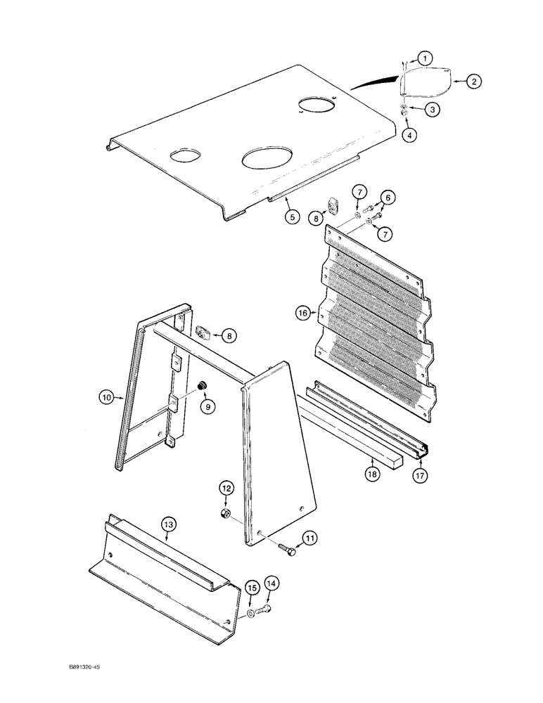 Схема запчастей Case 480F - (9-086) - HOOD AND RADIATOR SHROUD (09) - CHASSIS/ATTACHMENTS