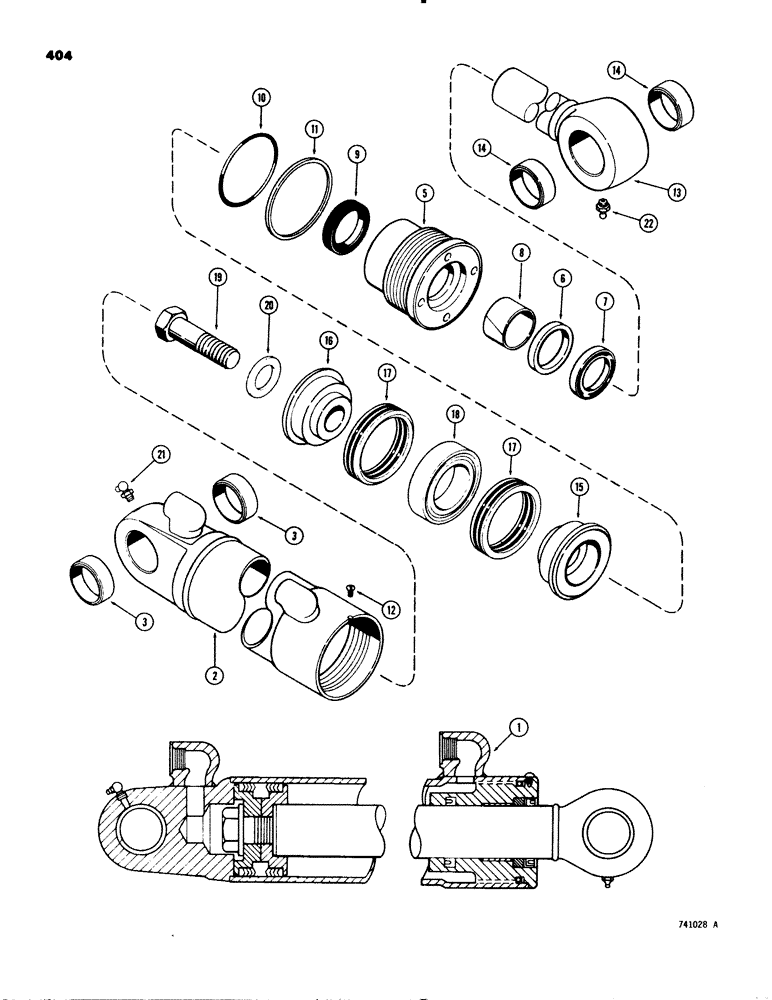 Схема запчастей Case 580C - (404) - G32079 BACKHOE DIPPER CYLINDER, WITH TWO PIECE PISTON (08) - HYDRAULICS