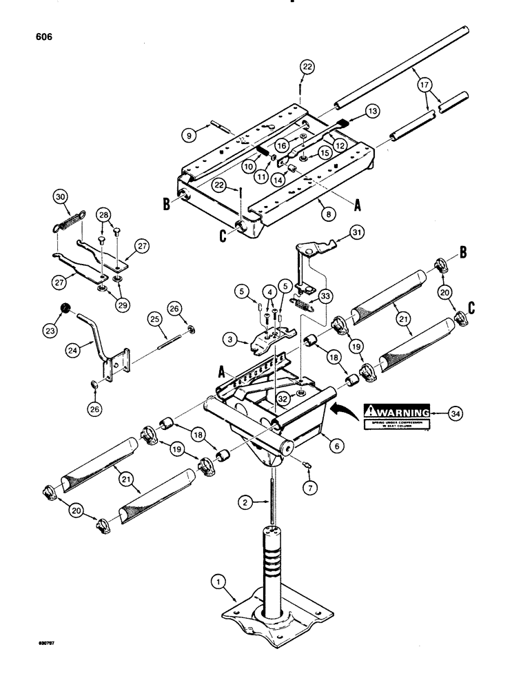 Схема запчастей Case 580SE - (606) - D123289 SUSPENSION SEAT SUPPORT (09) - CHASSIS/ATTACHMENTS