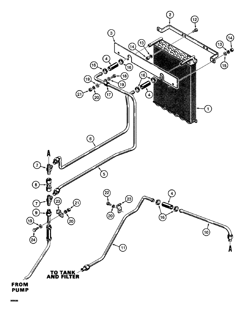 Схема запчастей Case 780 - (150) - POWER STEERING COOLER CIRCUIT, USED ON TRACTOR SN 5502546 & AFT (05) - STEERING