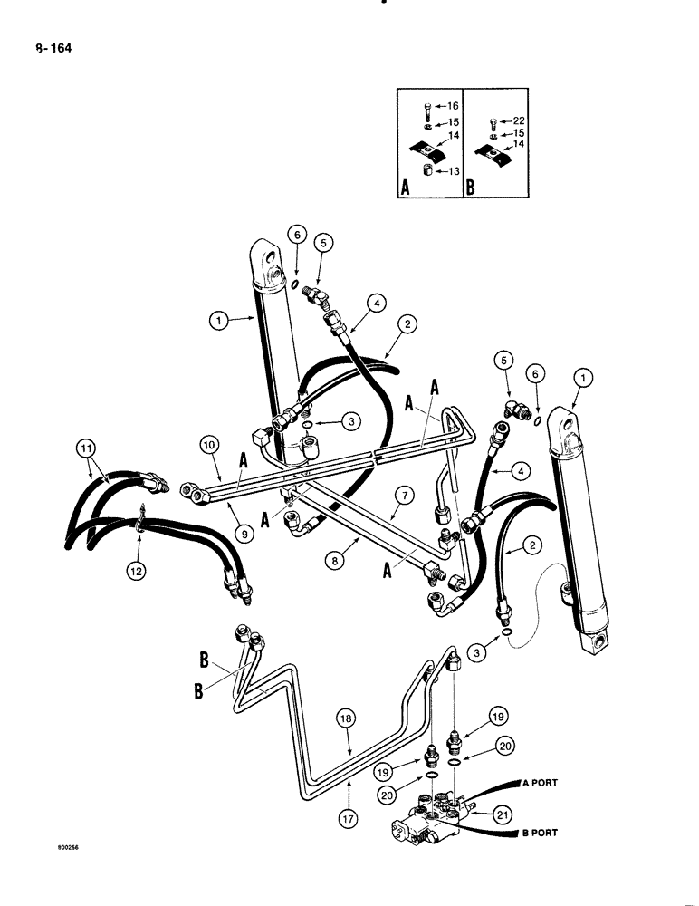 Схема запчастей Case 1835B - (8-164) - LOADER BUCKET HYDRAULIC CIRCUIT, (*PRIOR TO PIN 9862050) (08) - HYDRAULICS