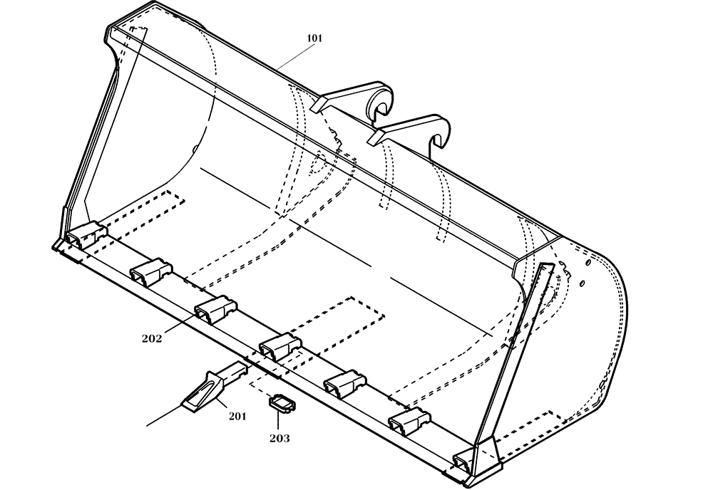 Схема запчастей Case 321E - (64.601[2991751000]) - BUCKET WITH TEETH 1,0M3 X 2100-M.Z (82) - FRONT LOADER & BUCKET