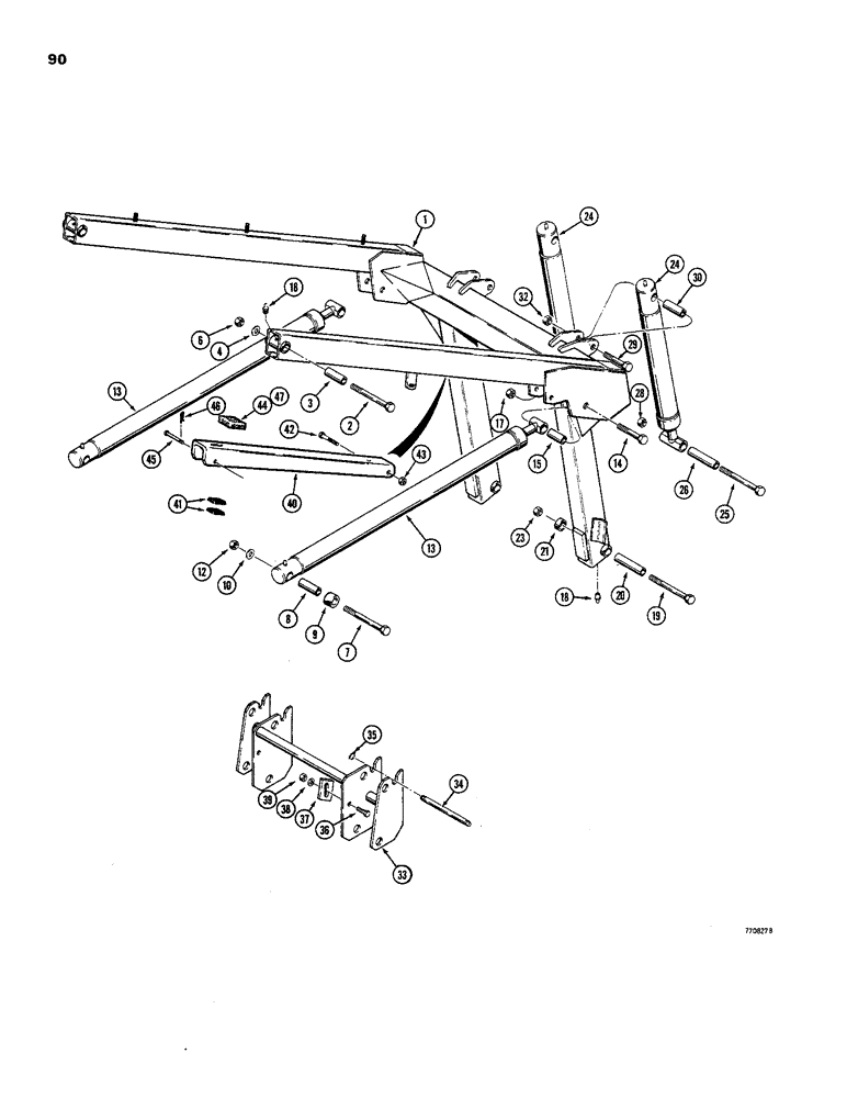 Схема запчастей Case 1816B - (90) - LOADER LIFT ARM FRAME AND TOOL TACH (82) - FRONT LOADER & BUCKET