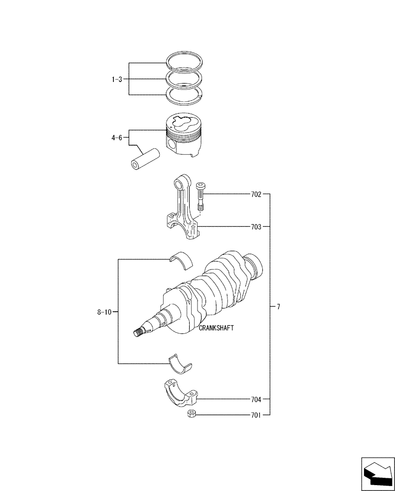 Схема запчастей Case CX17B - (08-010) - PISTON & CONNECTING ROD (10) - ENGINE