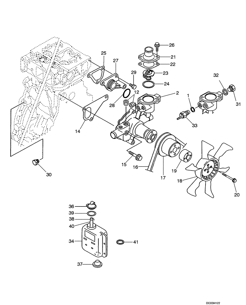 Схема запчастей Case CX47 - (02-11[00]) - WATER PUMP SYSTEM (02) - ENGINE