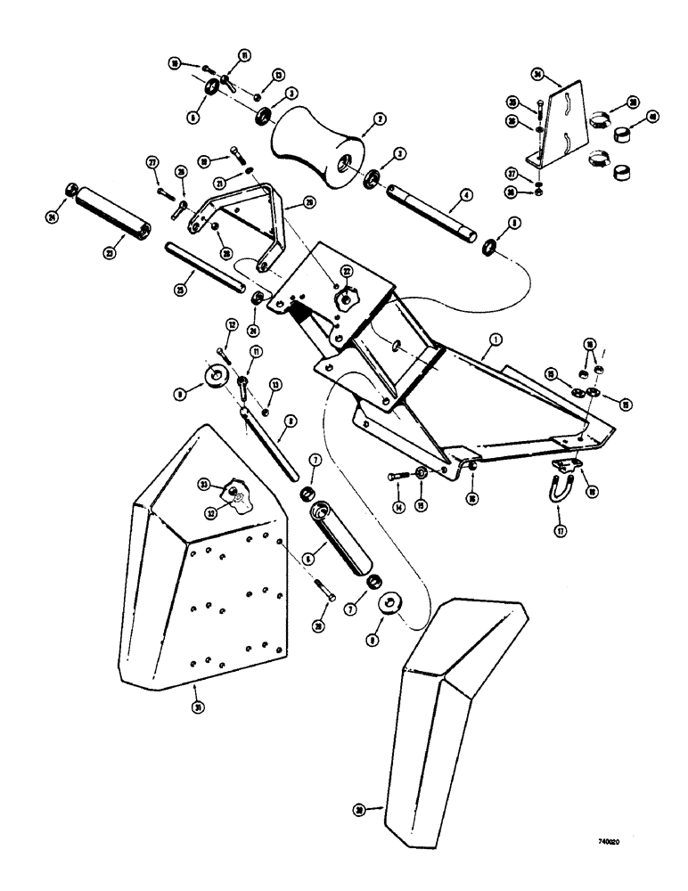 Схема запчастей Case 600 - (252) - FAIRLEAD FRAME, FAIRLEADS AND FENDERS (05) - UPPERSTRUCTURE CHASSIS