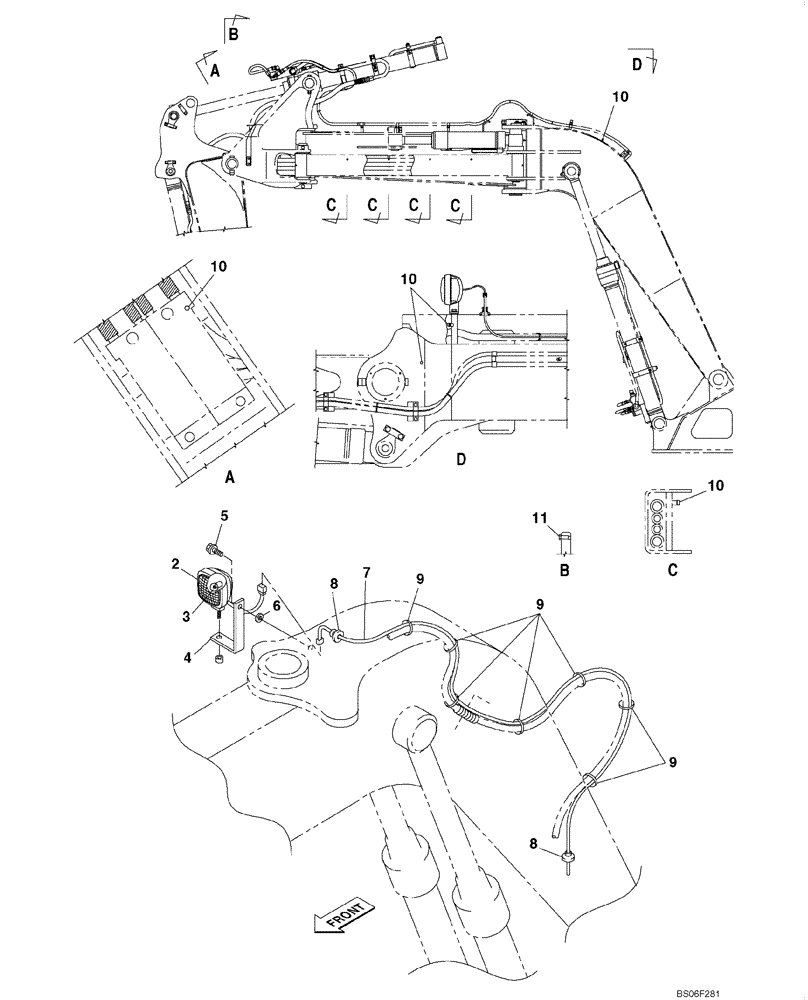 Схема запчастей Case CX135SR - (04-10A) - LAMP, WORK - OFFSET BACKHOE BOOM (04) - ELECTRICAL SYSTEMS